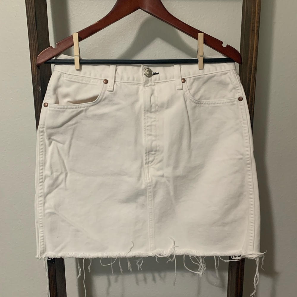 Rag & Bone Ivory Denim Skirt with Metallic Button